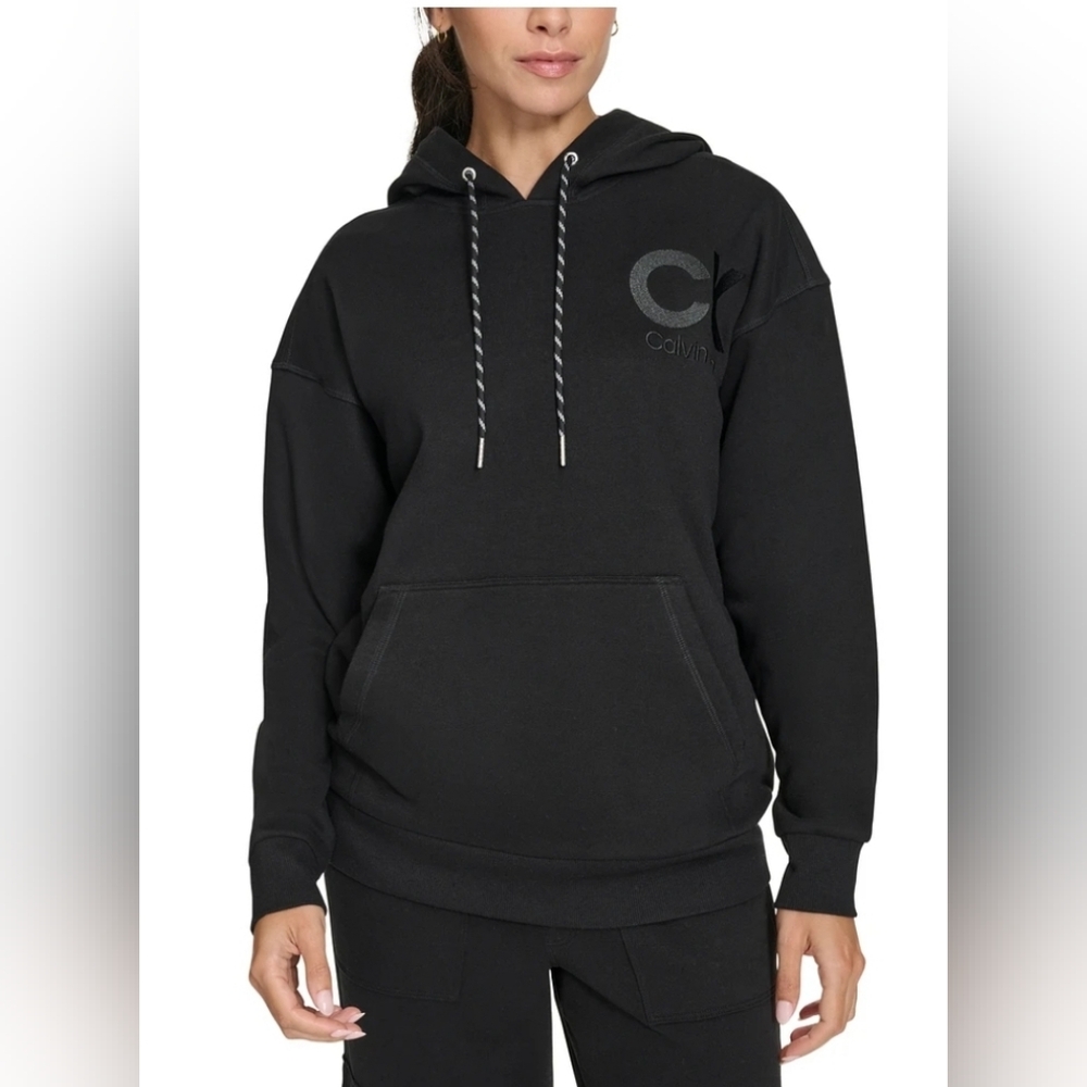 $60 Calvin Klein Womens Eco Fleece Logo Pullover Hoodie